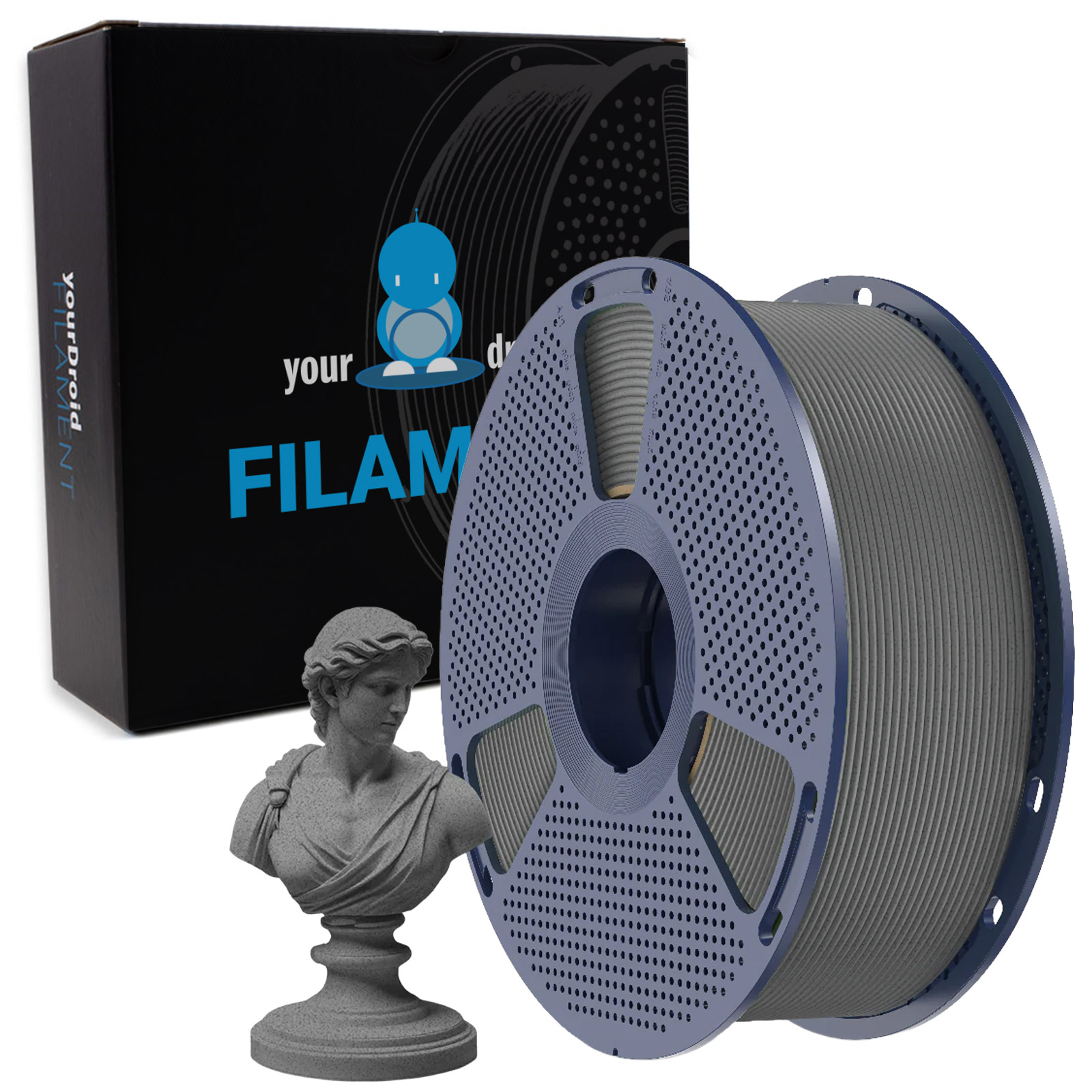 yourDroid HS-PLA Filament Marbre Gris Béton 1,75 mm 1 kg