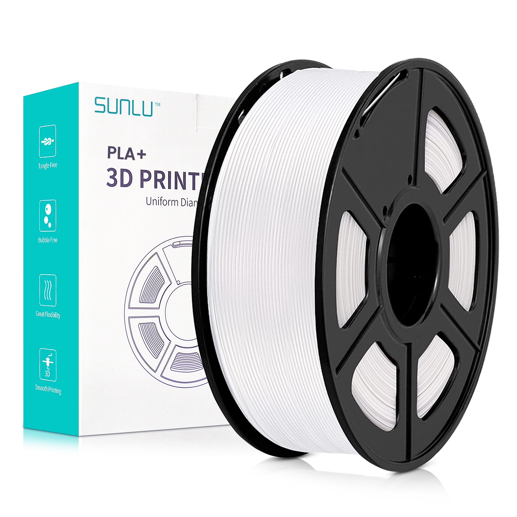Filament Sunlu PLA+ Blanc 1,75 mm 1 kg – Image 2