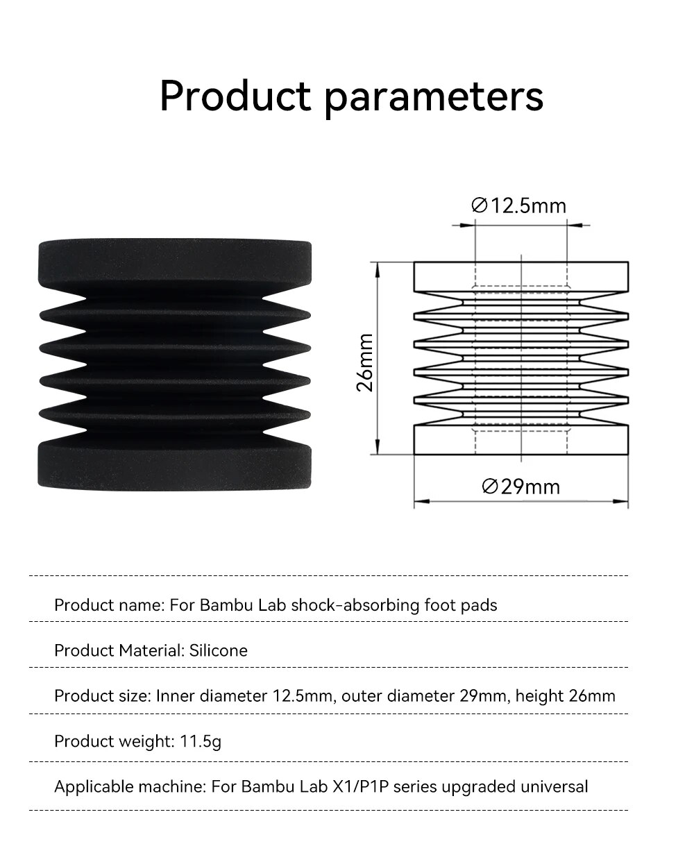 Pieds anti-vibrations pour P1P/P1S/X1/X1C (4 pièces) – Image 4