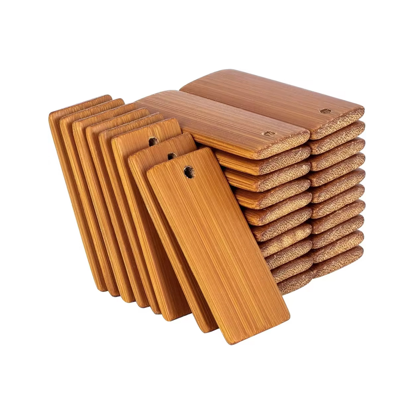 50 ébauches en bambou 45x20 mm – étiquettes à graver pour porte-clés et DIY