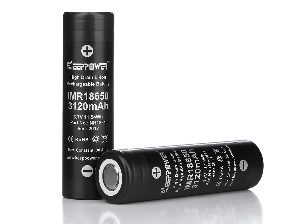 Lot de 2 batteries Keeppower IMR18650 - 3120mAh, 3,6V - 3,7V Li-ion (US18650VTC6)