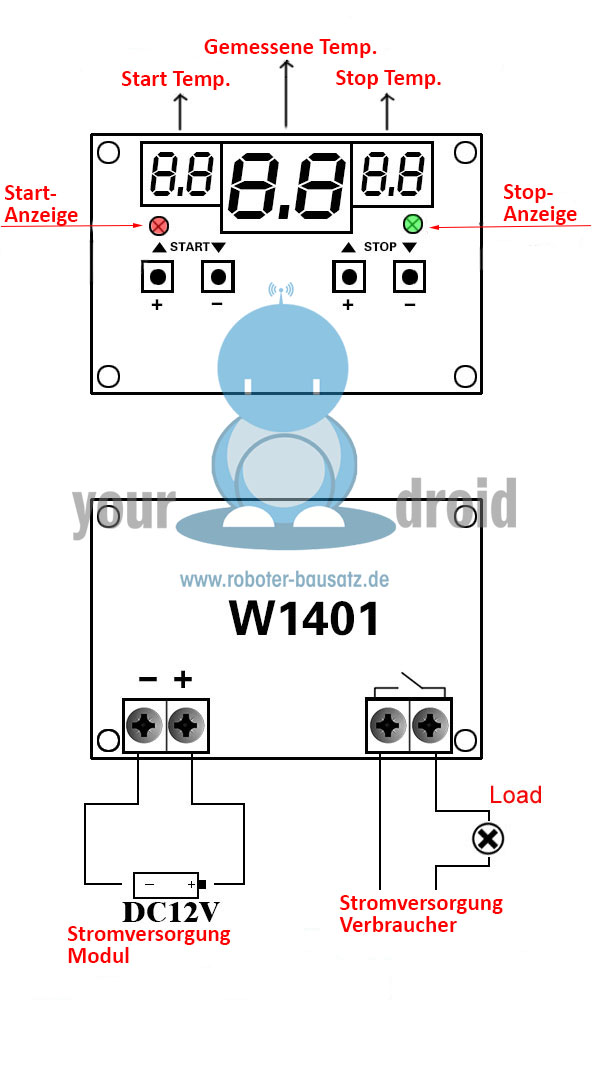 XH-W1401 12V Affichage numérique de température avec régulateur / thermostat – Image 6
