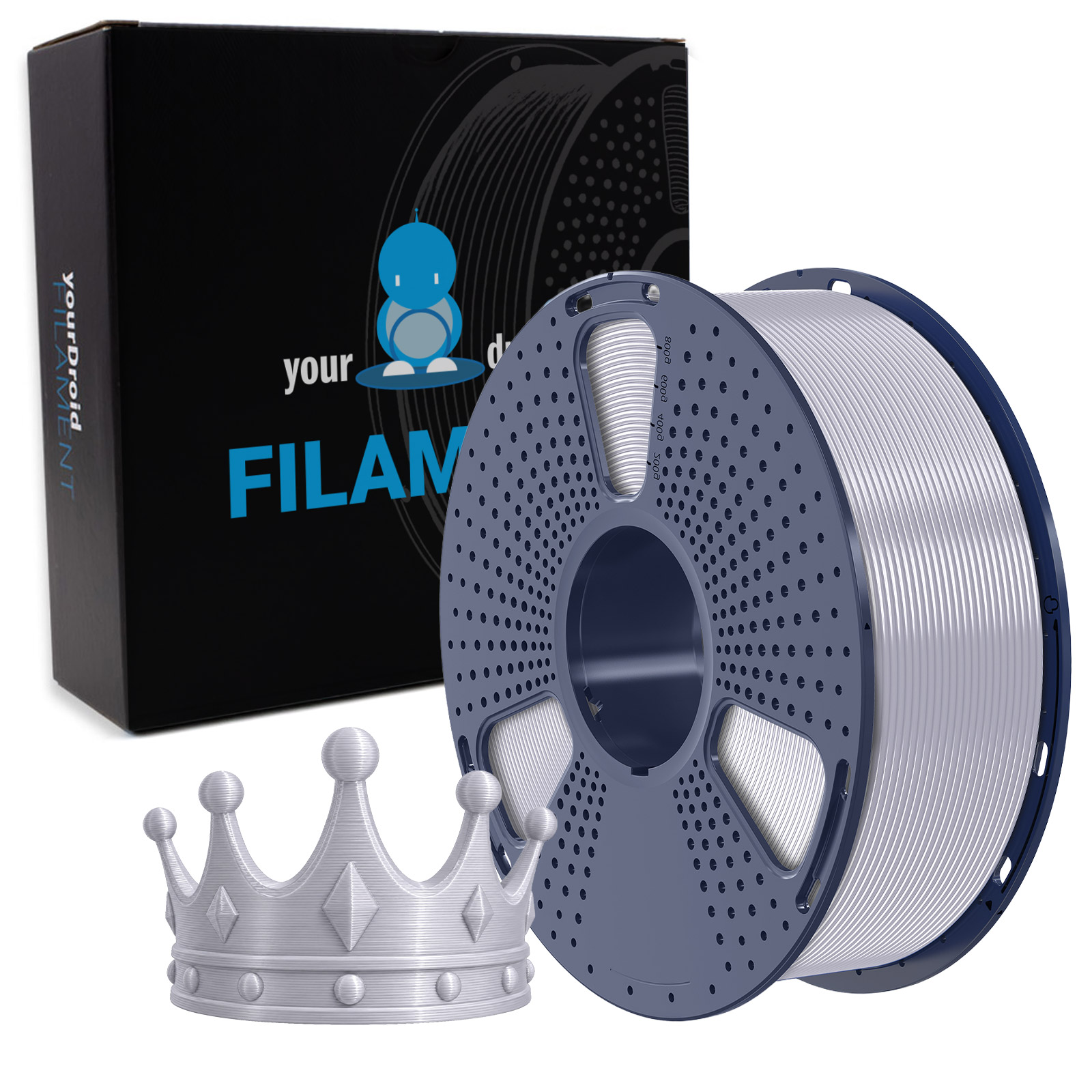 yourDroid BioSilk PLA PLUS Filament Argent 1.75mm 1kg