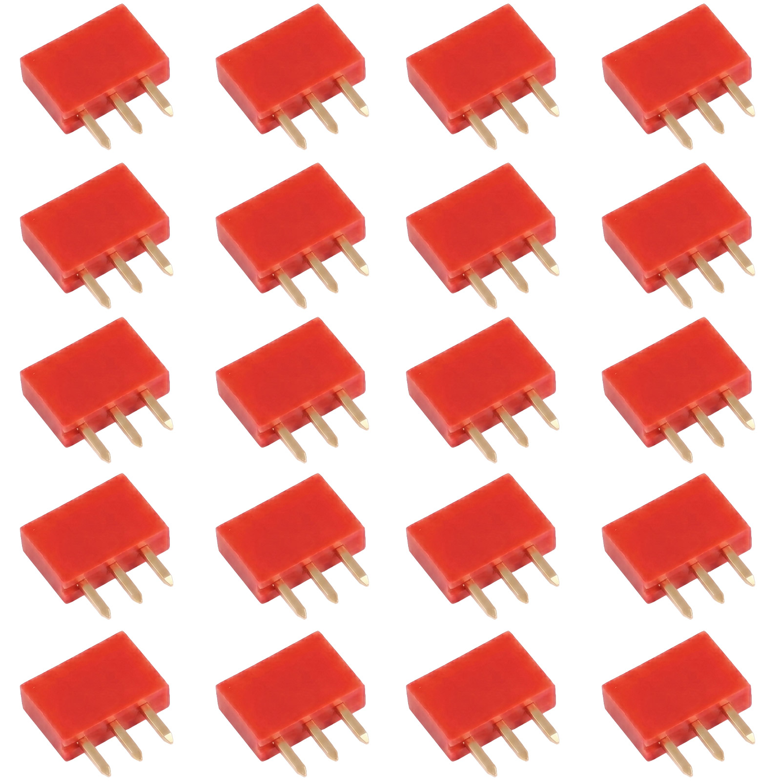 20x Barrette femelle 3 broches 2,54 mm Rouge