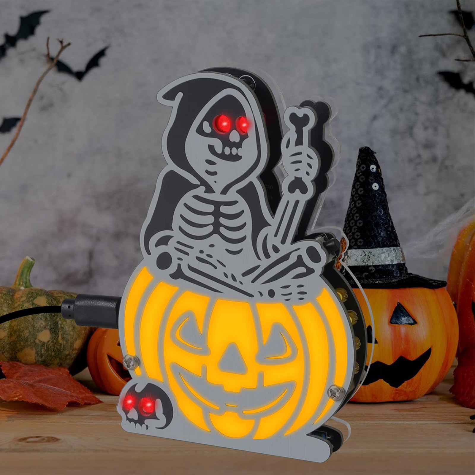 Kit Halloween LED citrouille squelette