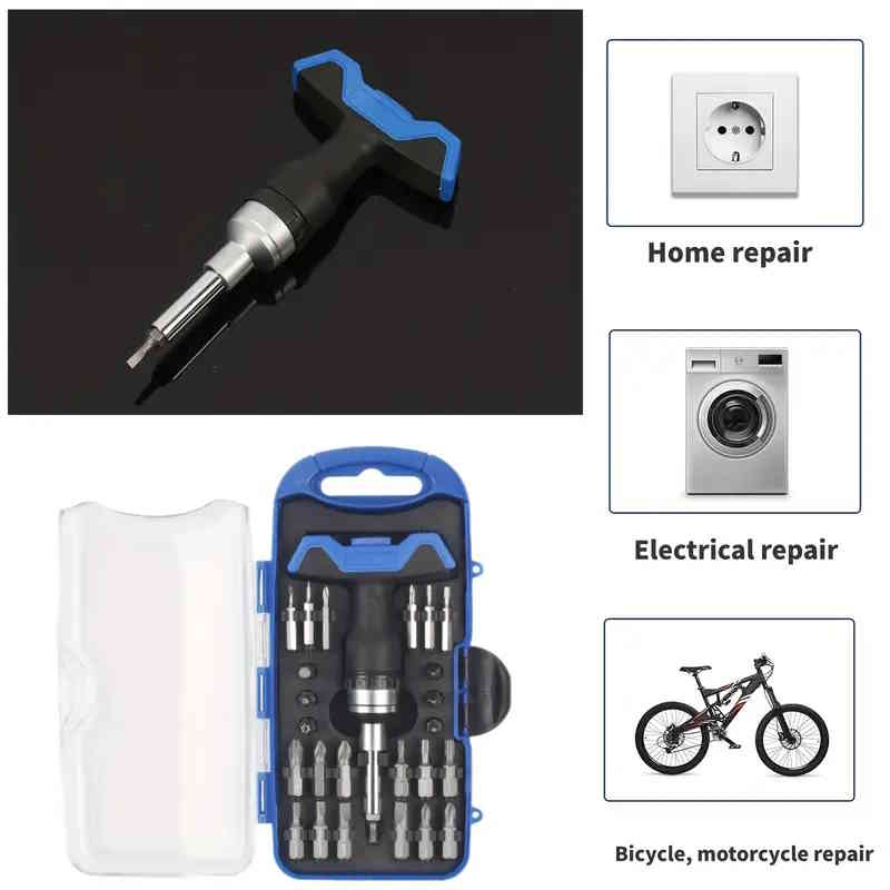 Kit de tournevis à cliquet en forme de T 26-en-1 avec 25 embouts – Image 4