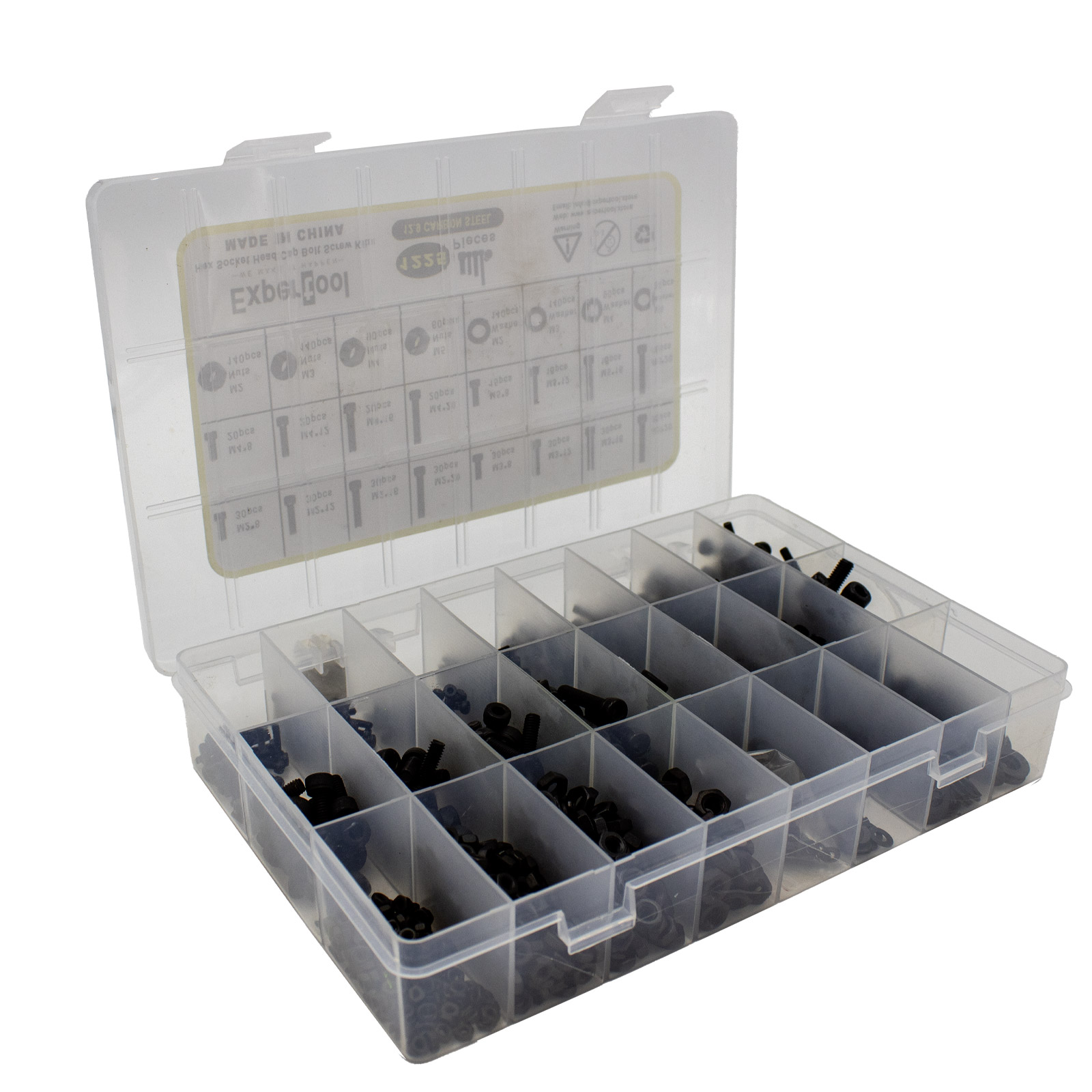 Kit de 1225 vis à tête hexagonale creuse en acier au carbone 12.9