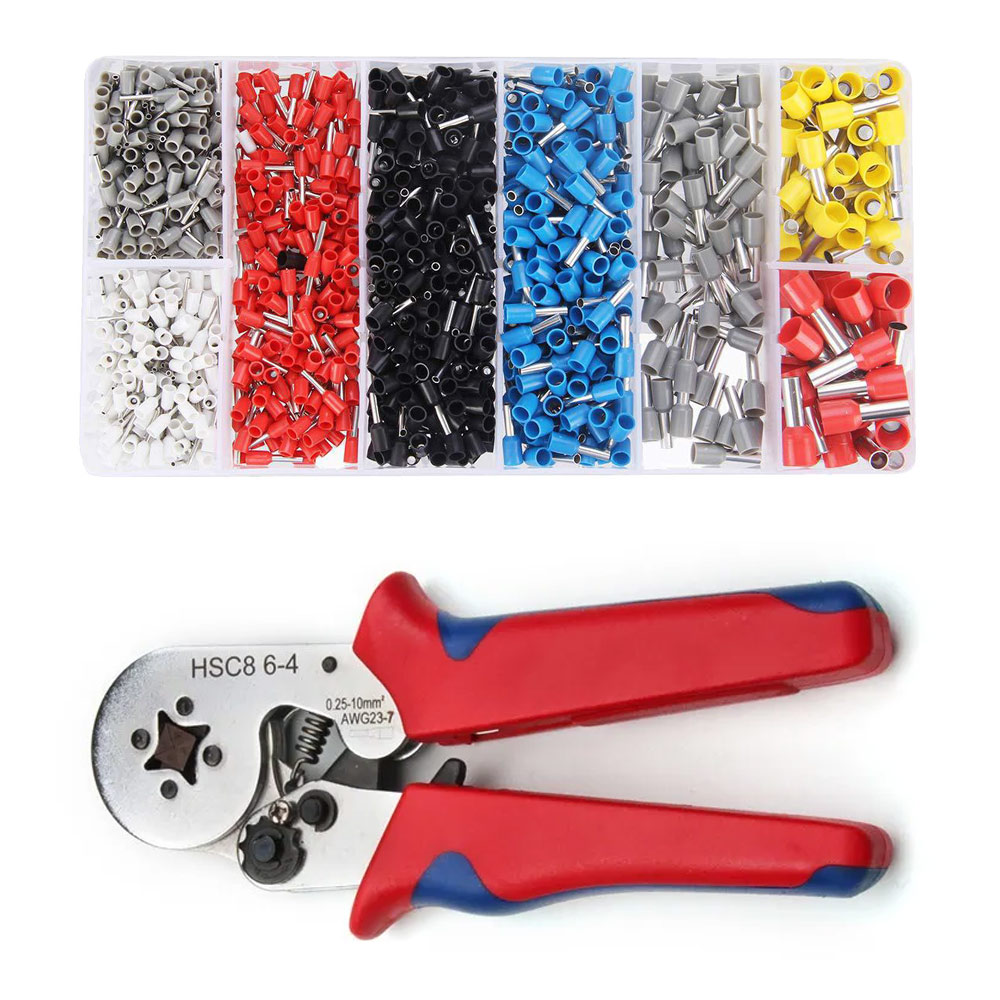 Kit de cosses à sertir 1200 pièces + pince à sertir HSC8 6-4A
