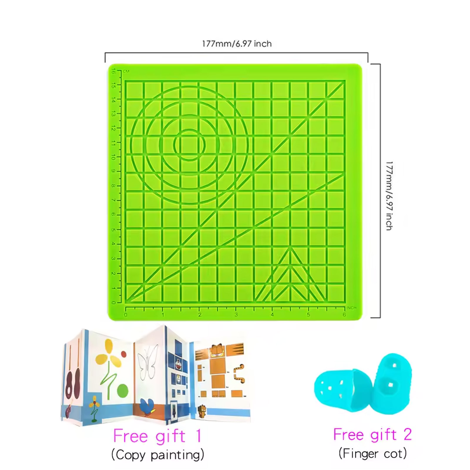 Stylo 3D tapis de base design avec formes géométriques 177x177mm vert – Image 2