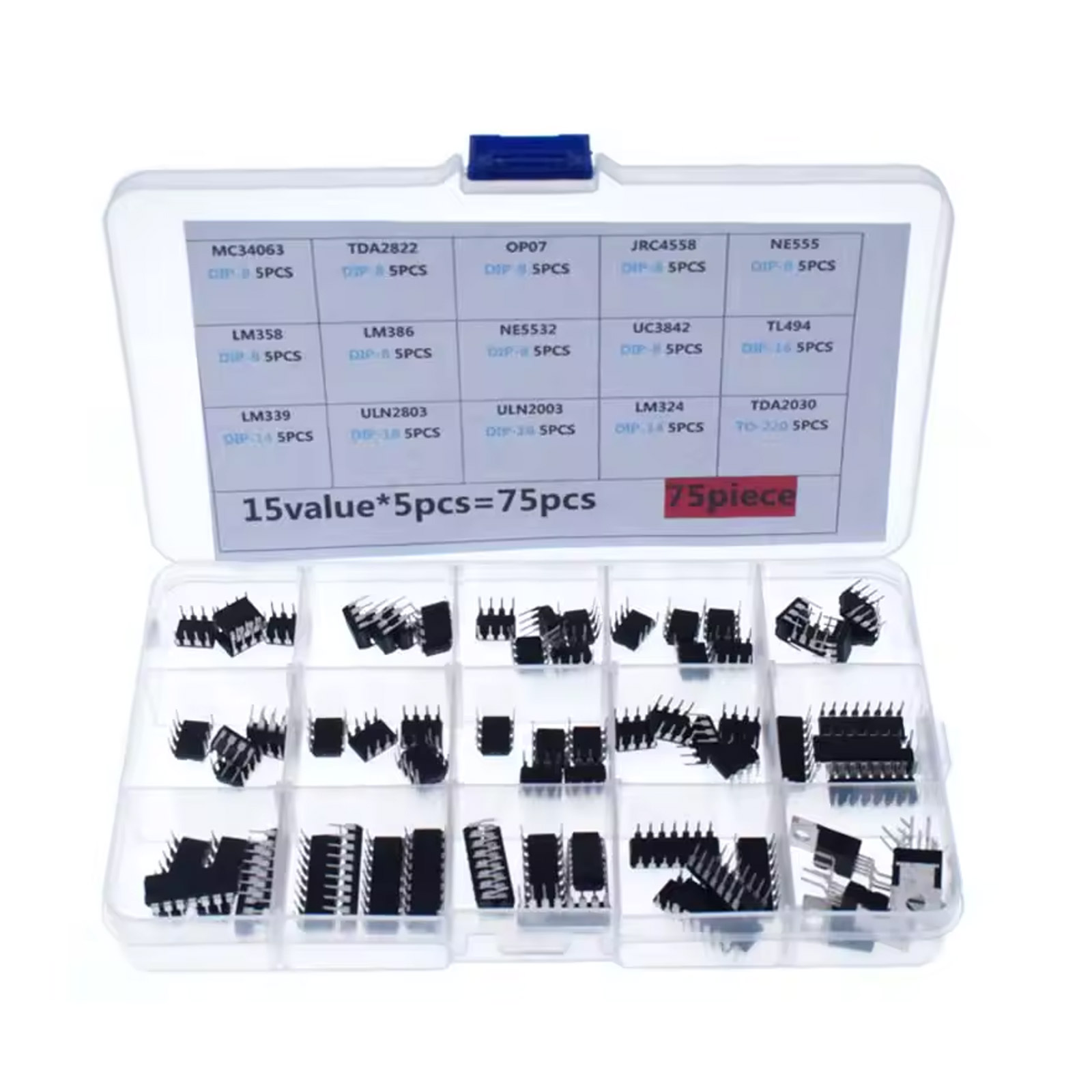 Kit DIY électronique assortiment de circuits intégrés DIP 75 pièces – Image 2