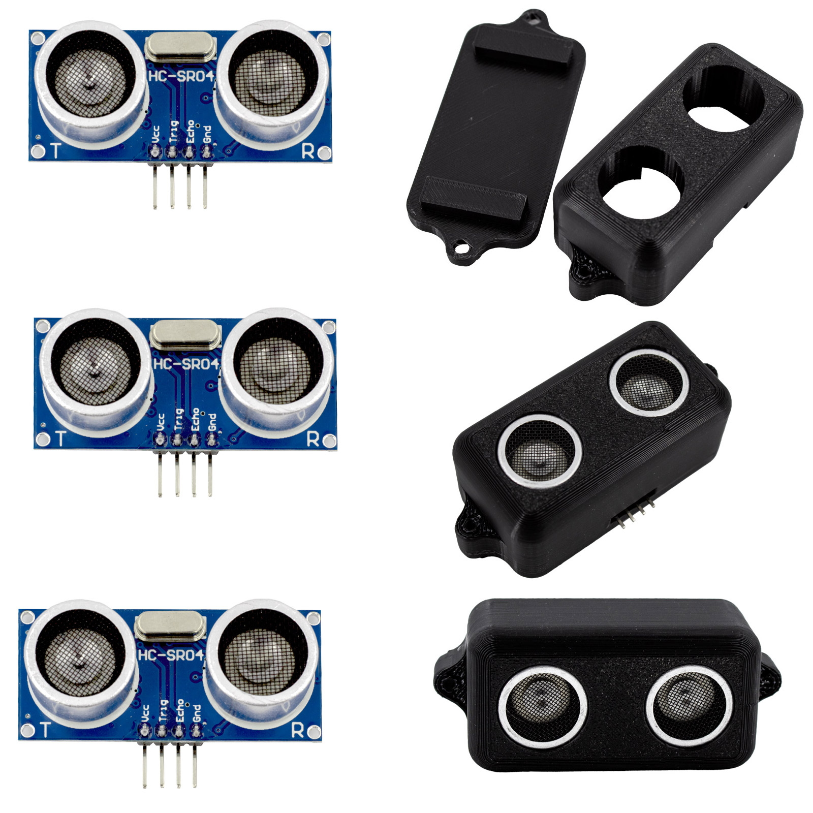3x capteur ultrasonique HC-SR04 avec boîtier
