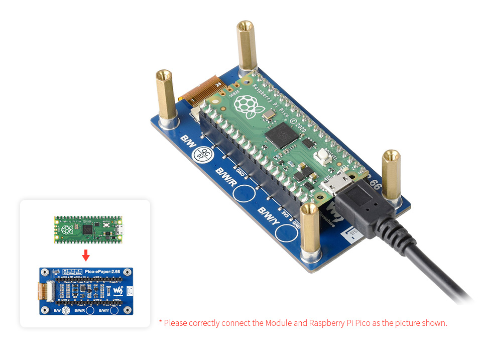 Module d'affichage E-Paper Waveshare 2,66" pour Raspberry Pi Pico – Image 6