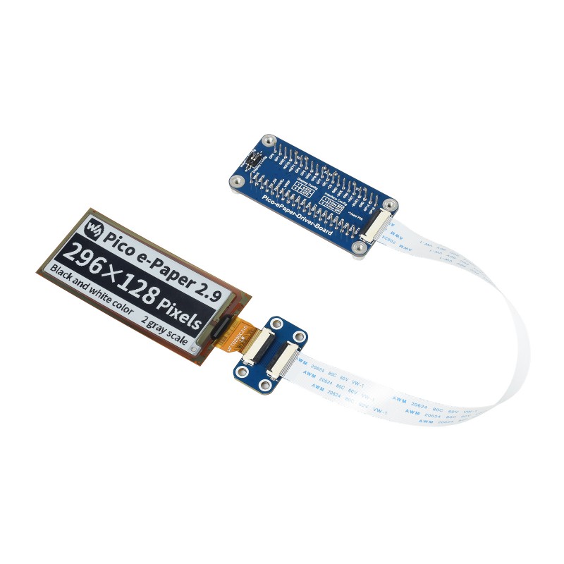 Waveshare 2,9" module d'affichage E-Paper flexible pour Raspberry Pi Pico