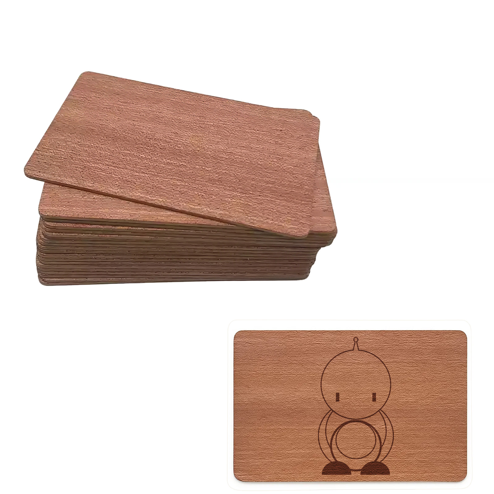 10 cartes RFID NFC213 en bambou 13,56 MHz (Sapele)