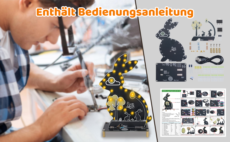 Kit lapin de Pâques veilleuse avec commande tactile à souder – Image 7