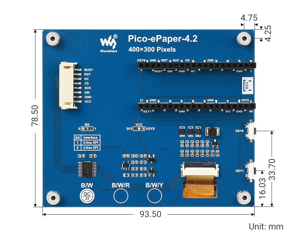 Module d'affichage E-Paper Waveshare 4,2" pour Raspberry Pi Pico, 400×300 – Image 8