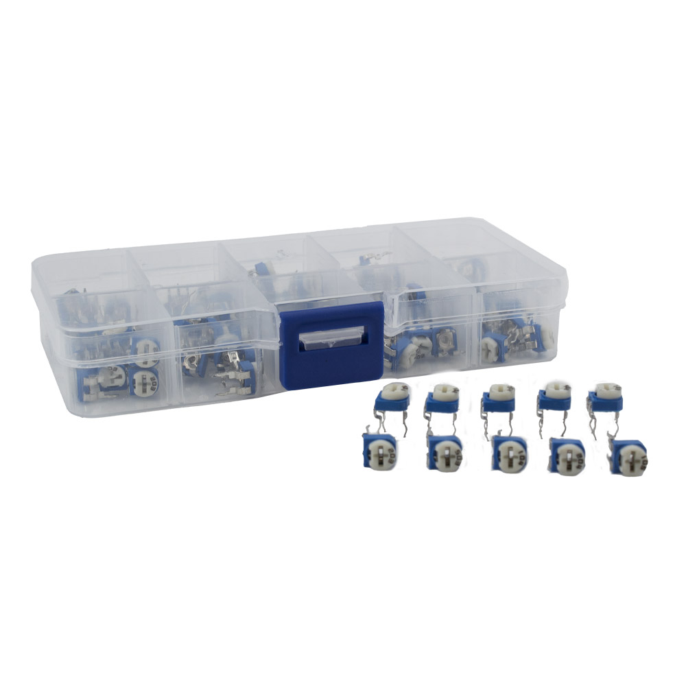 Kit de potentiomètres ajustables RM065 100 pièces à 10 valeurs 1k-50k Ohm