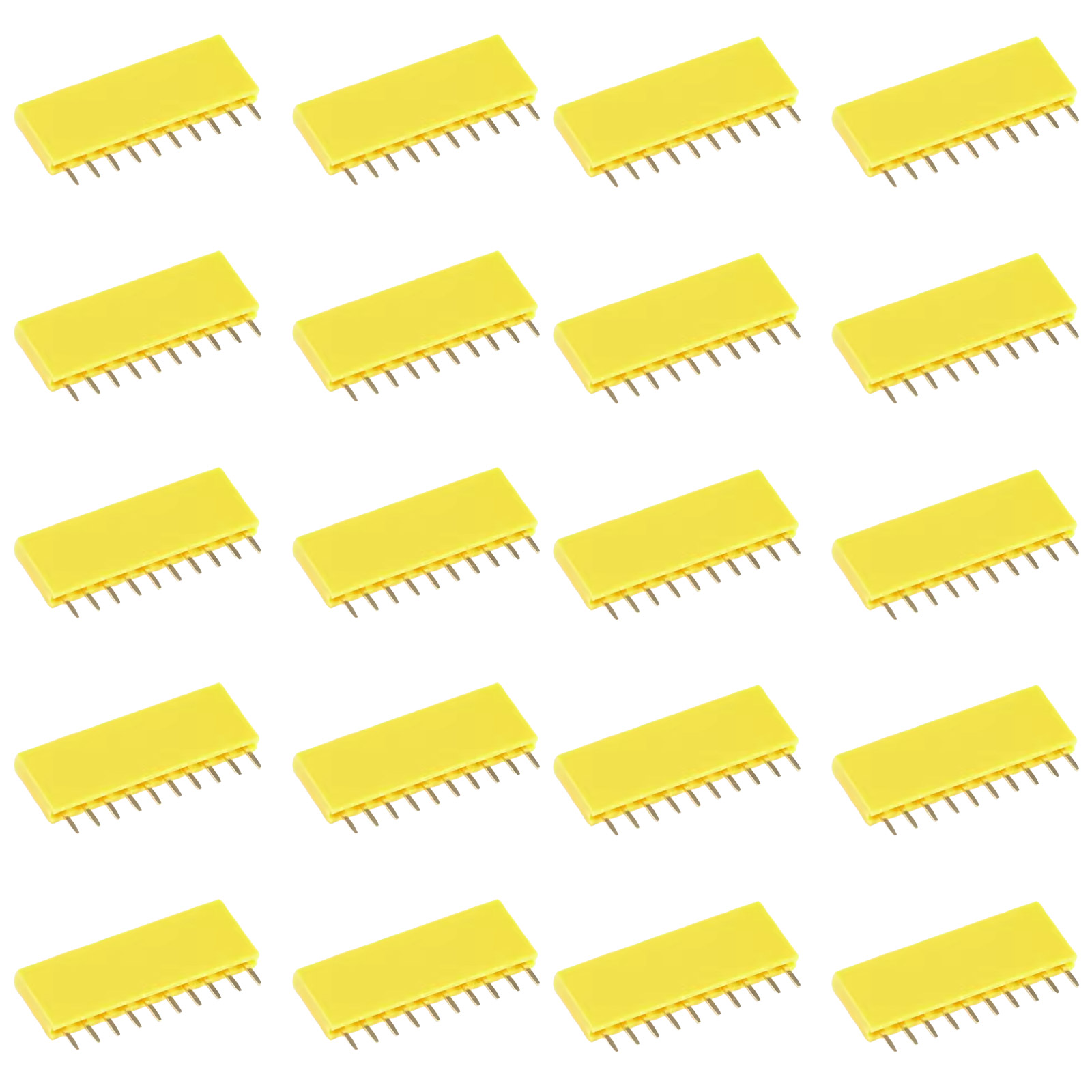 20x barrette femelle 10 broches 2,54 mm jaune