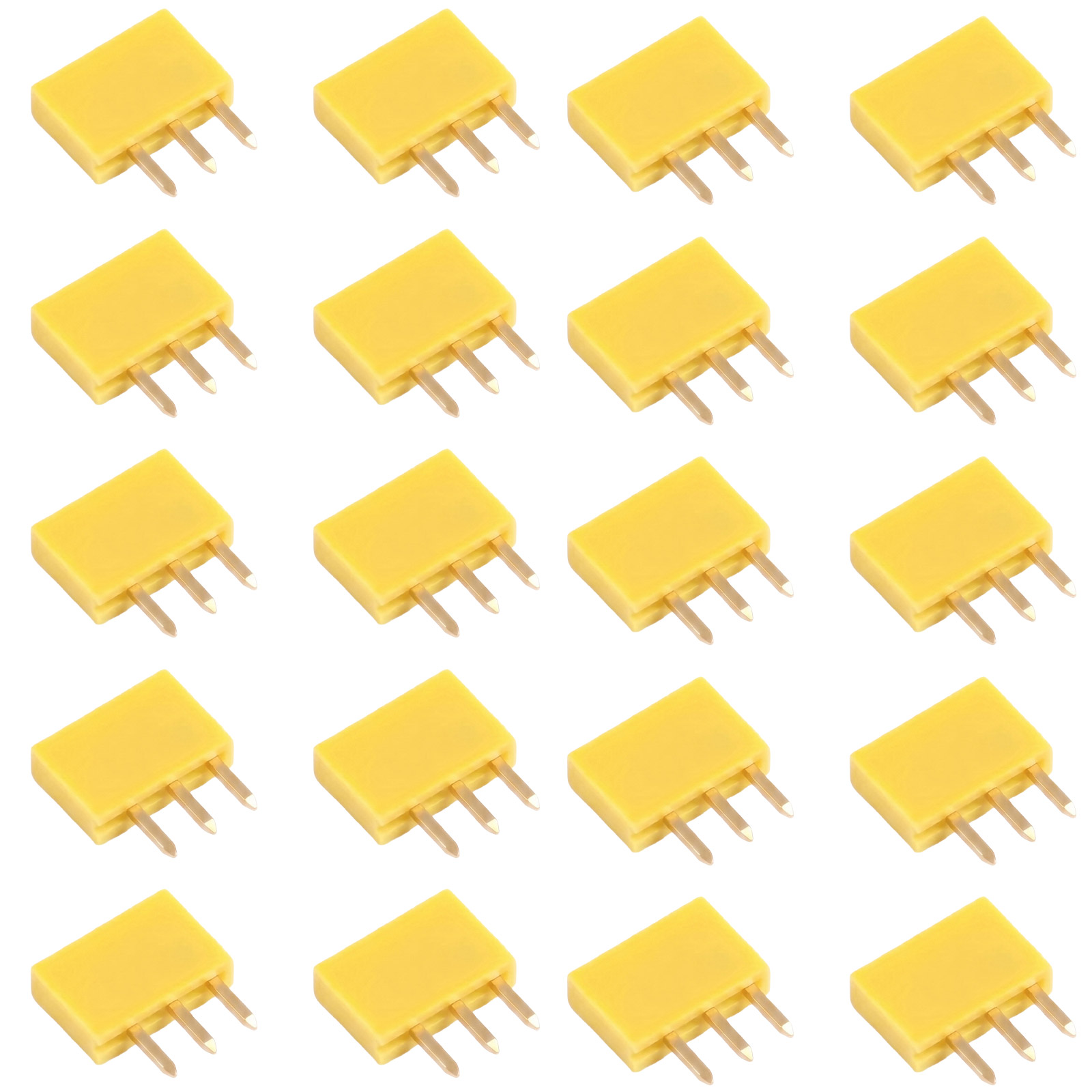 20x barrette femelle 3 broches 2,54 mm jaune