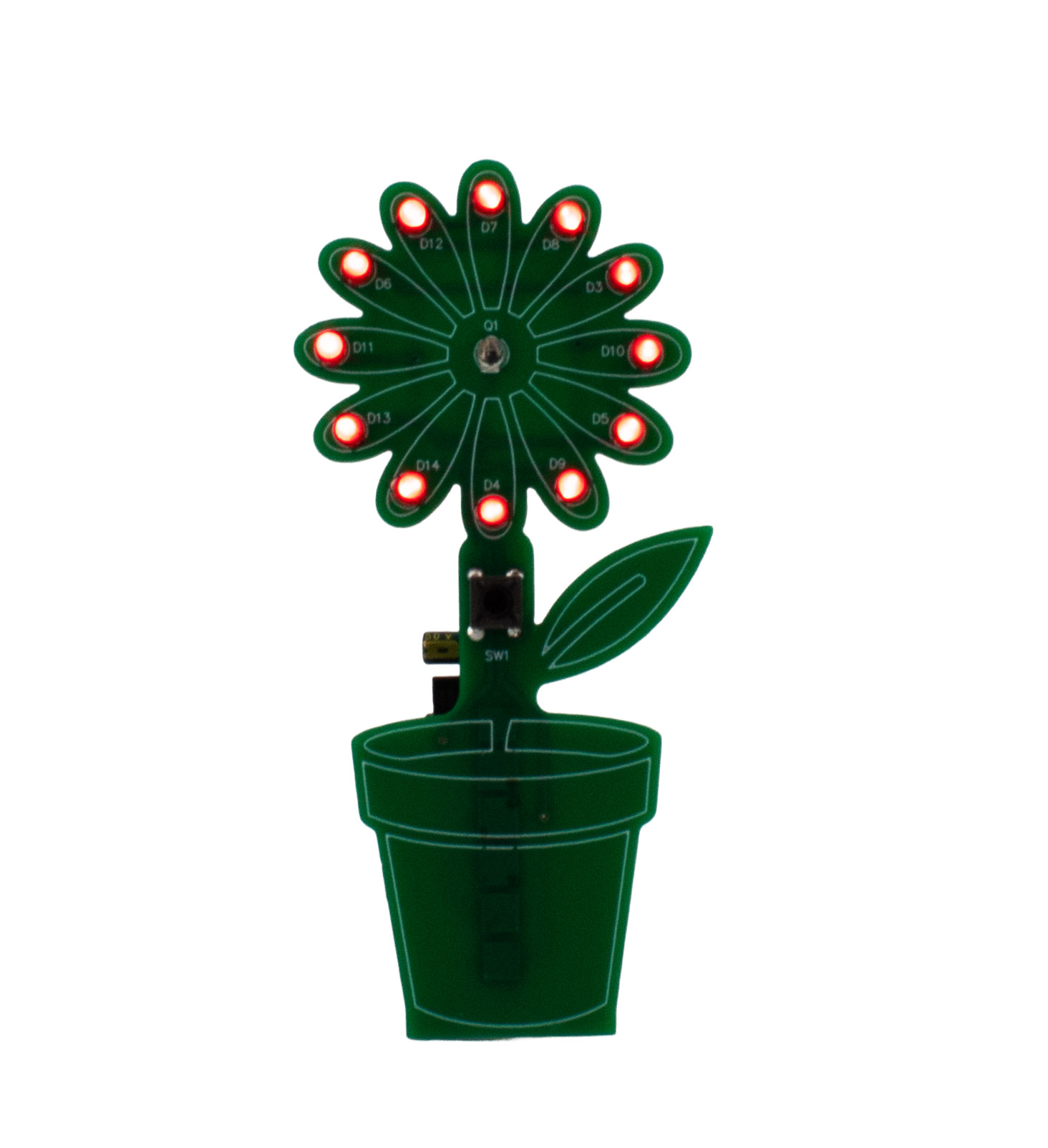 Kit fleur LED – Projet interactif de soudure avec capteur de lumière et bouton (6V, 10x7 cm) – Image 2