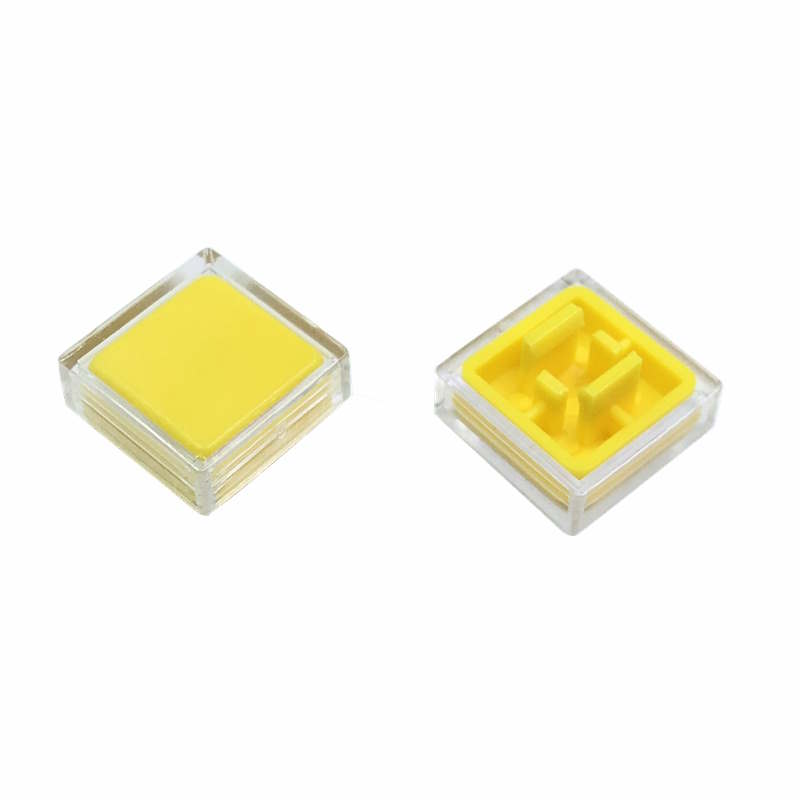 10x A14 Keycaps jaunes avec couvercle transparent pour Boutons 12×12×7,3 mm