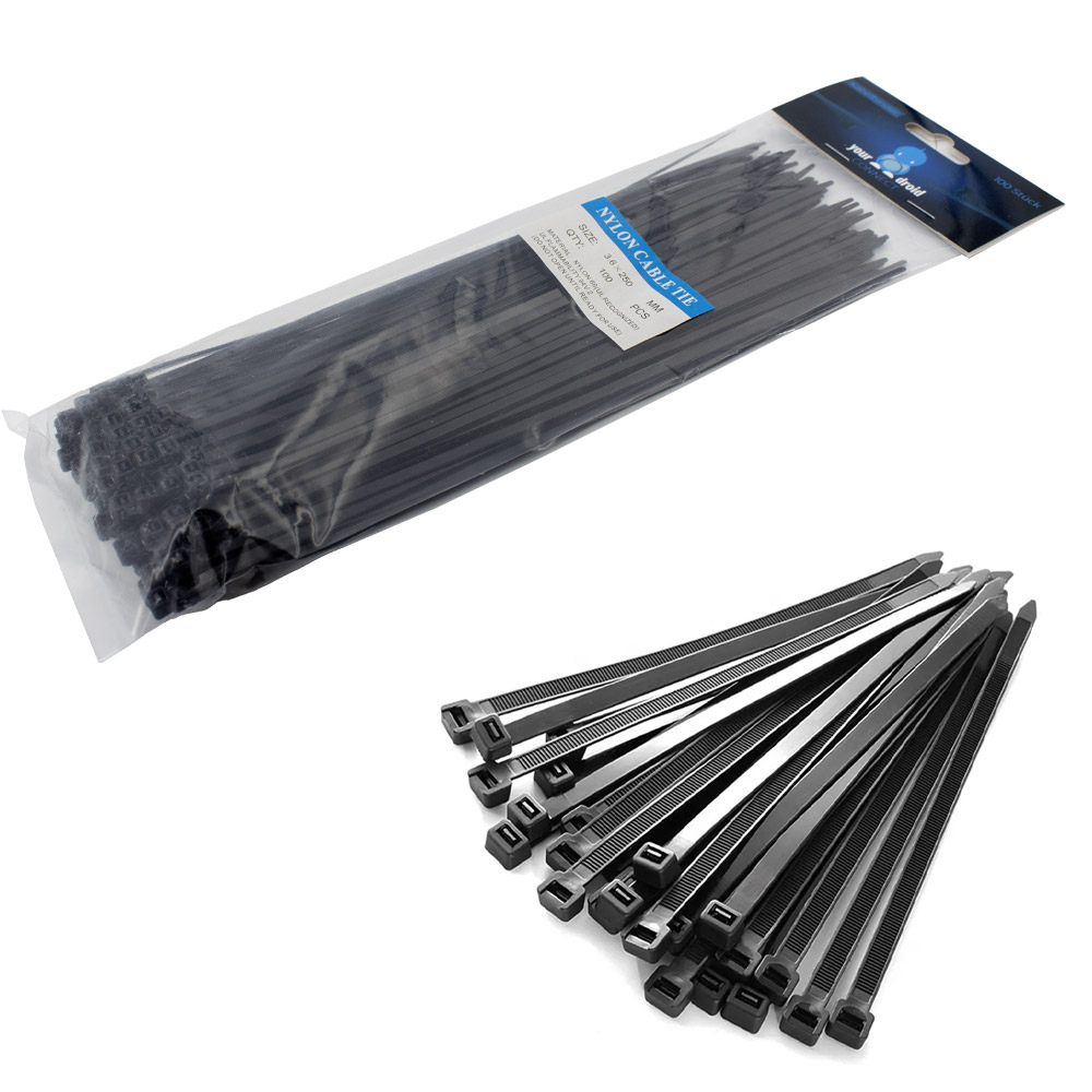 100 colliers de serrage noirs 3,6*250 mm