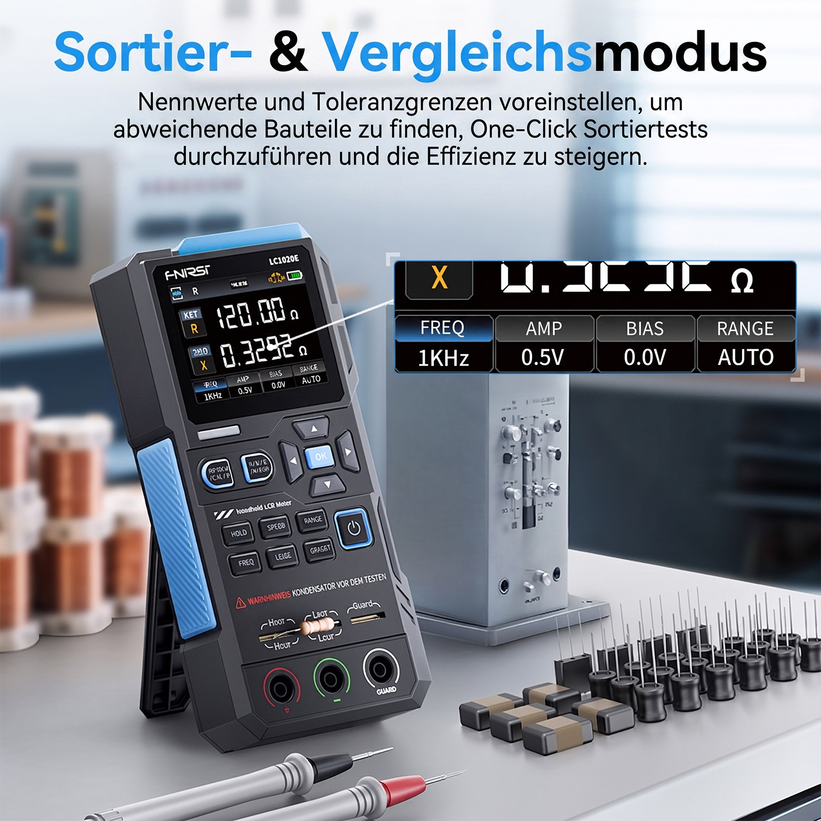 FNIRSI LC1020E Testeur de composants – Appareil de mesure LCR pour résistances, inductances et capacités – Image 7