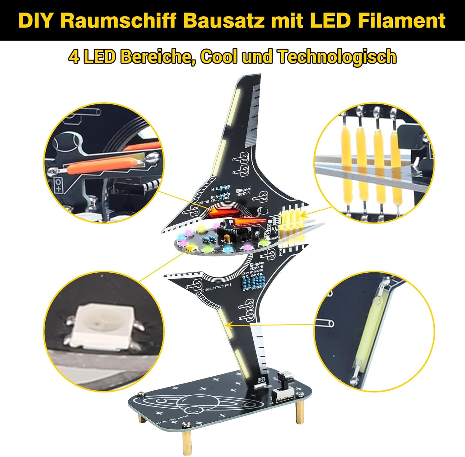 Kit DIY LED vaisseau spatial kit électronique design Spaceship, projet d'apprentissage & idée cadeau – Image 3