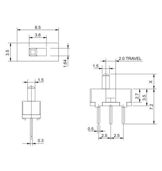 10x interrupteurs à glissière 0.5A 50V DC – Image 2
