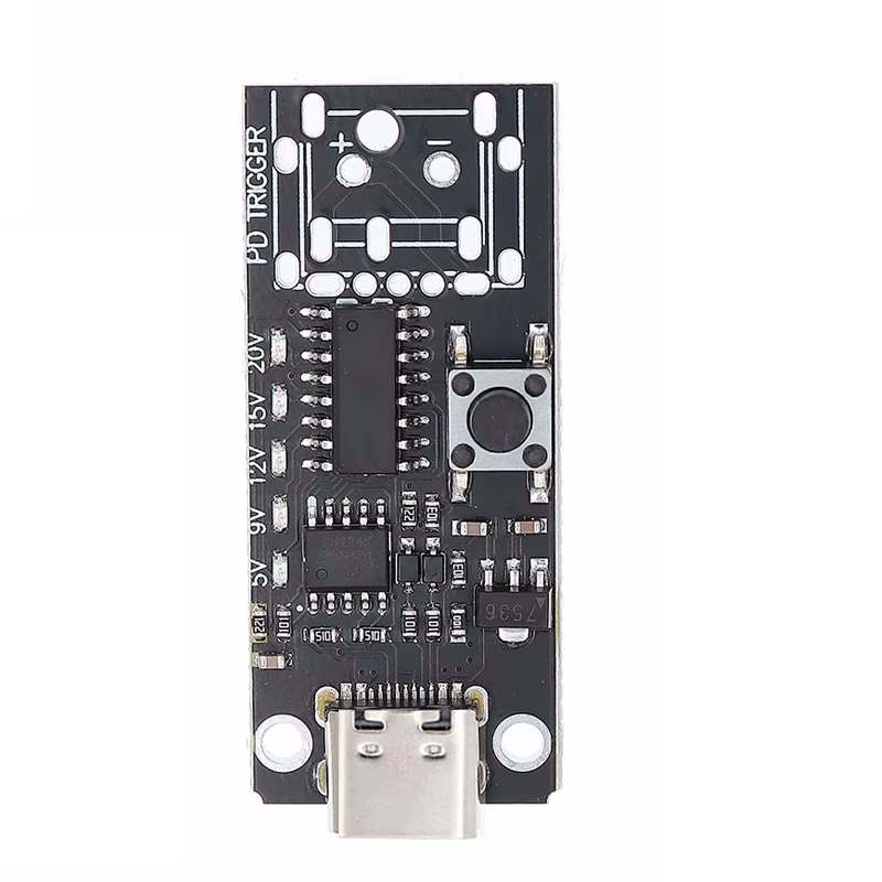 Carte USB-C PD Trigger 100W – Sélection de tension 5V/9V/12V/15V/20V avec pastilles à souder