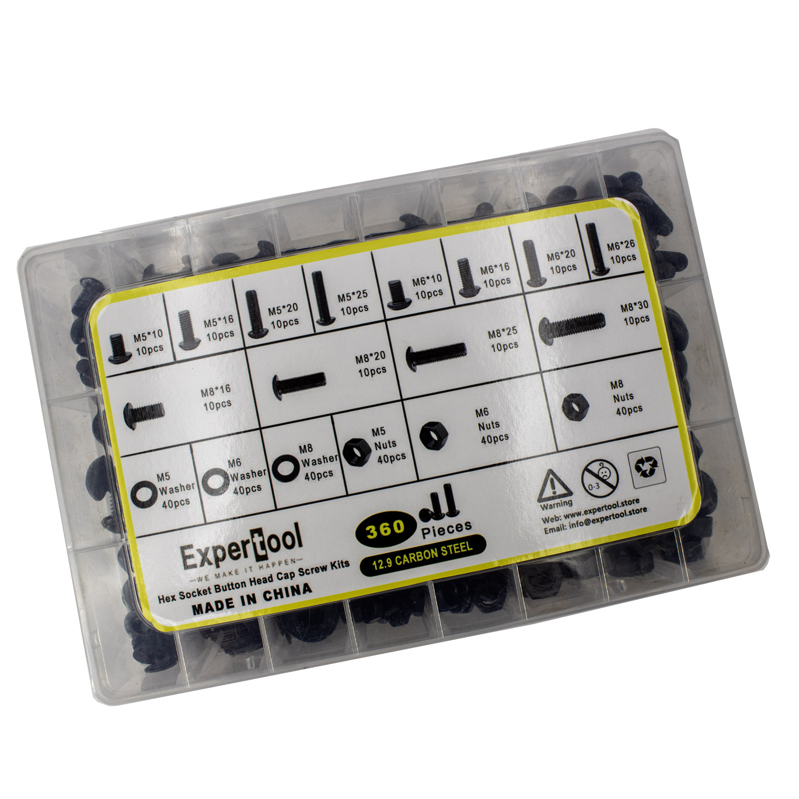 Kit de vis hexagonales en acier au carbone 360 pièces – Image 3