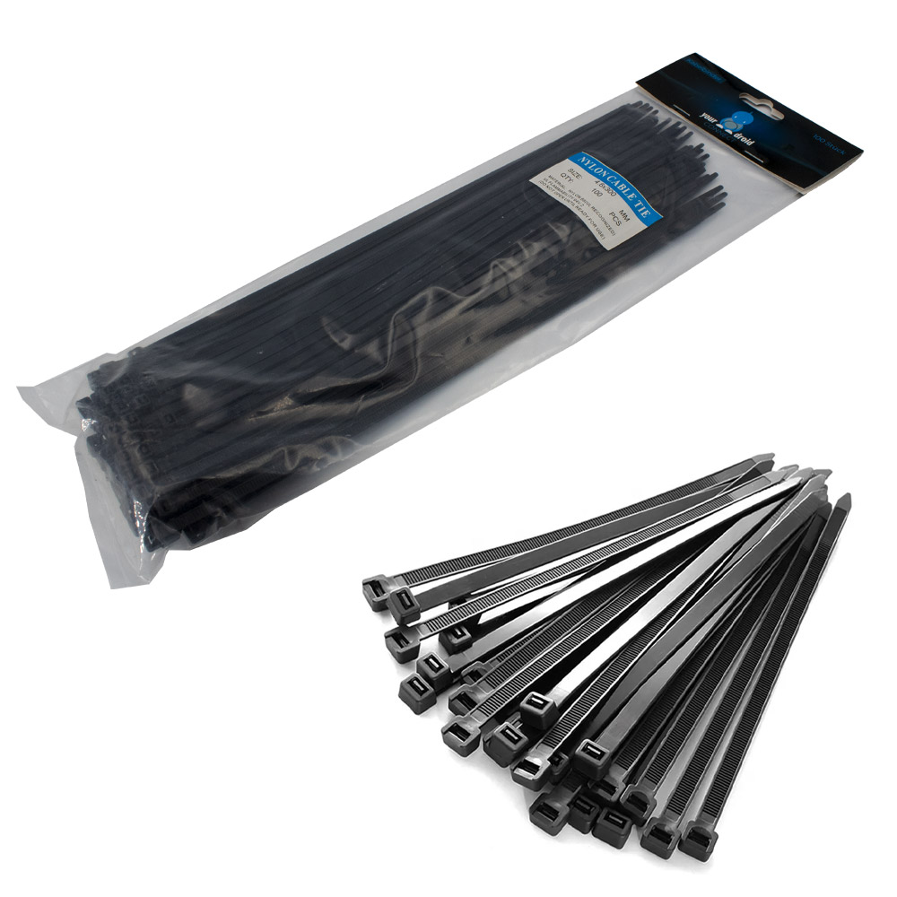 100 colliers de serrage noirs 4,6*300 mm