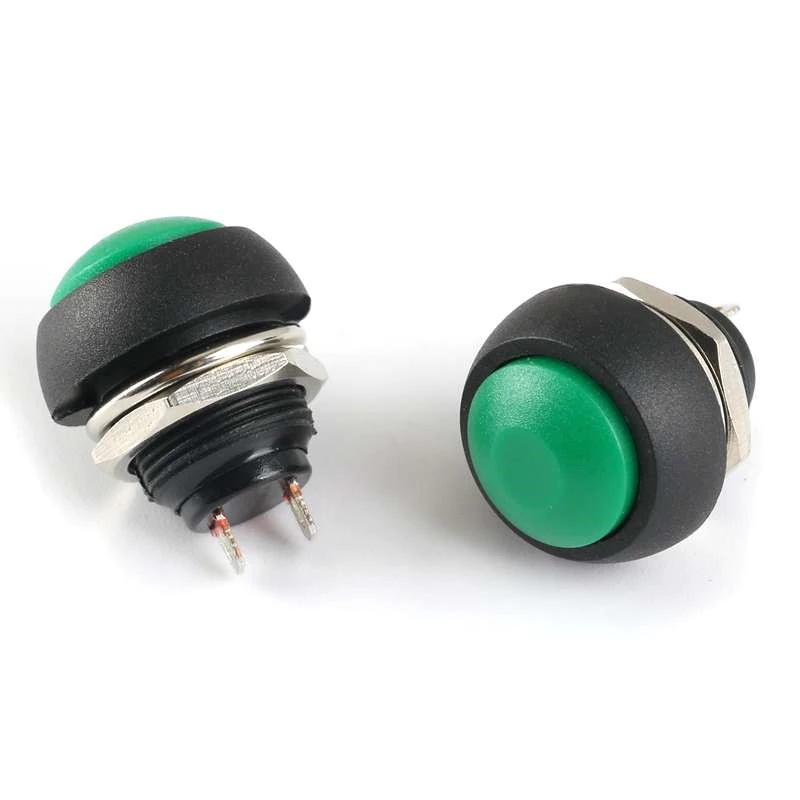 Bouton poussoir vert 12 mm 250V 1A