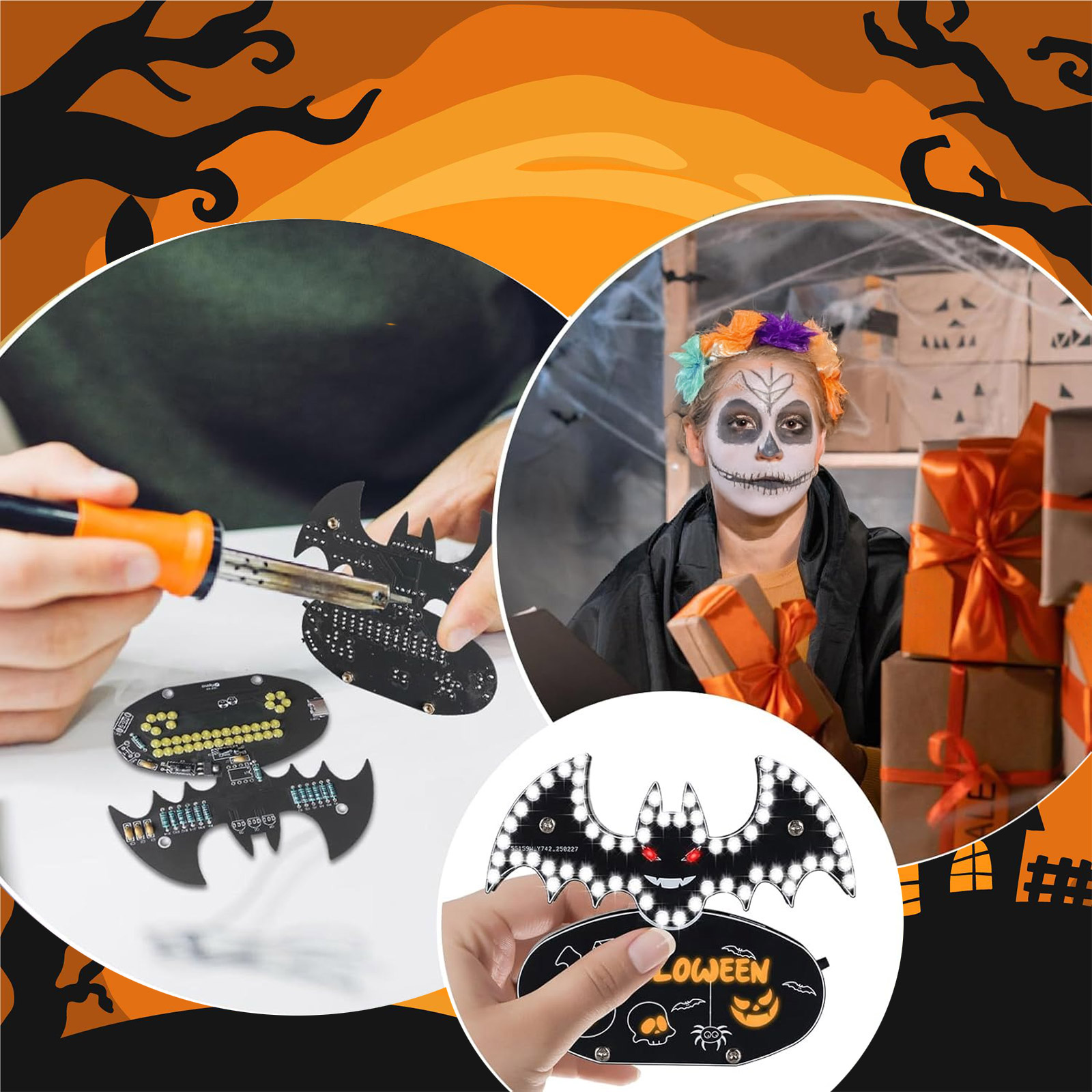 Kit Halloween LED Fledermaus avec 5 modes lumineux – Image 4