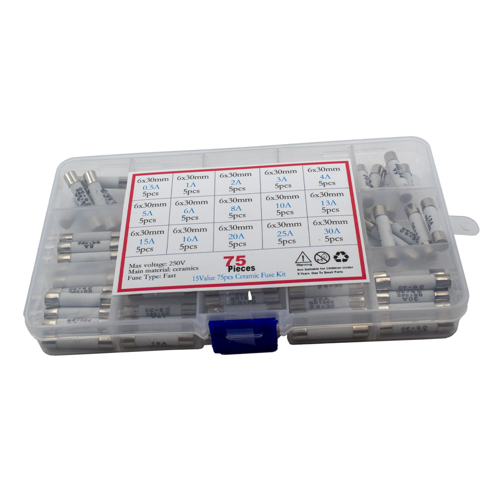 Kit de fusibles fins 75 pièces 6*30mm 0,5A-30A – Image 2