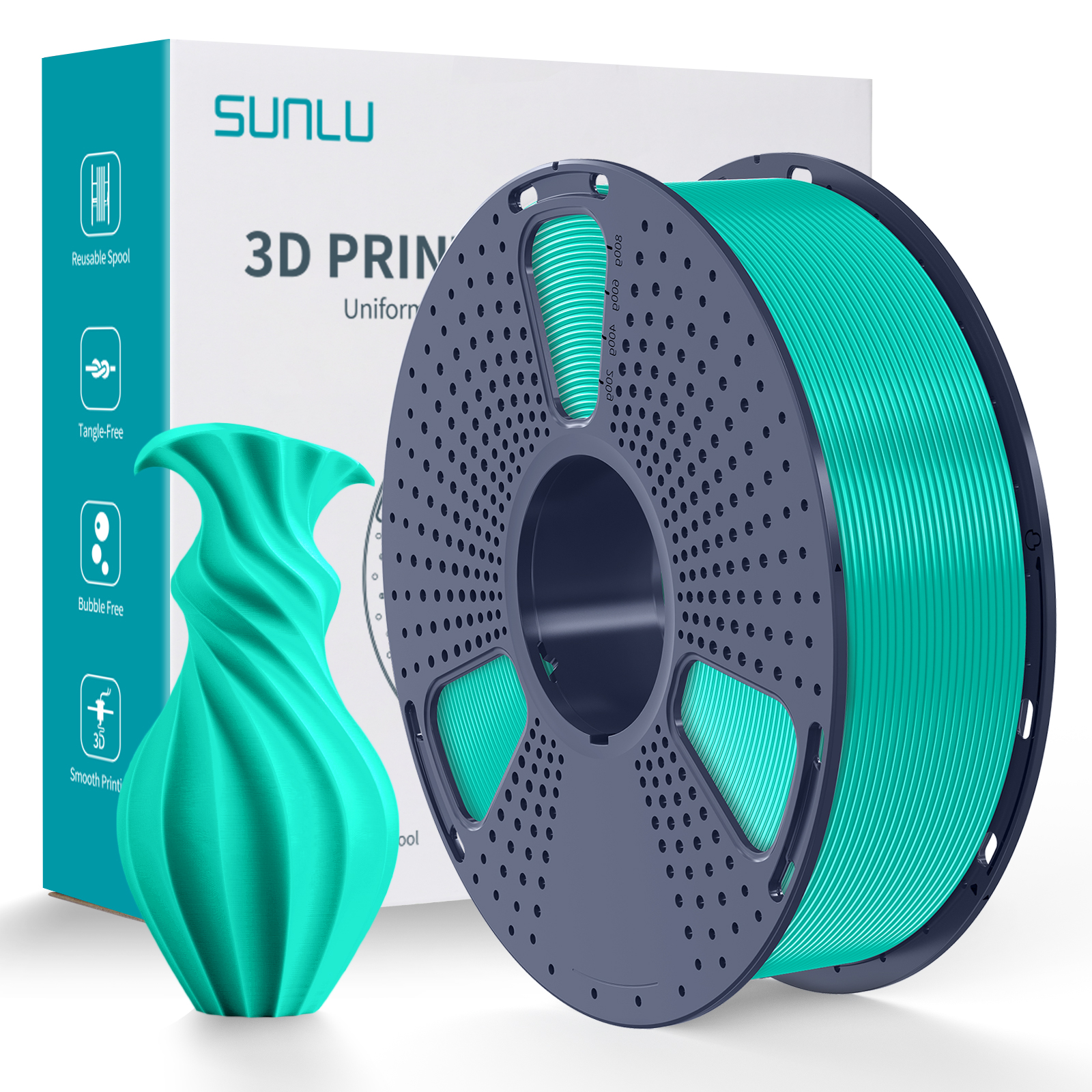 Filament Sunlu PLA+ Vert Menthe (Macaron) 1,75 mm 1 kg