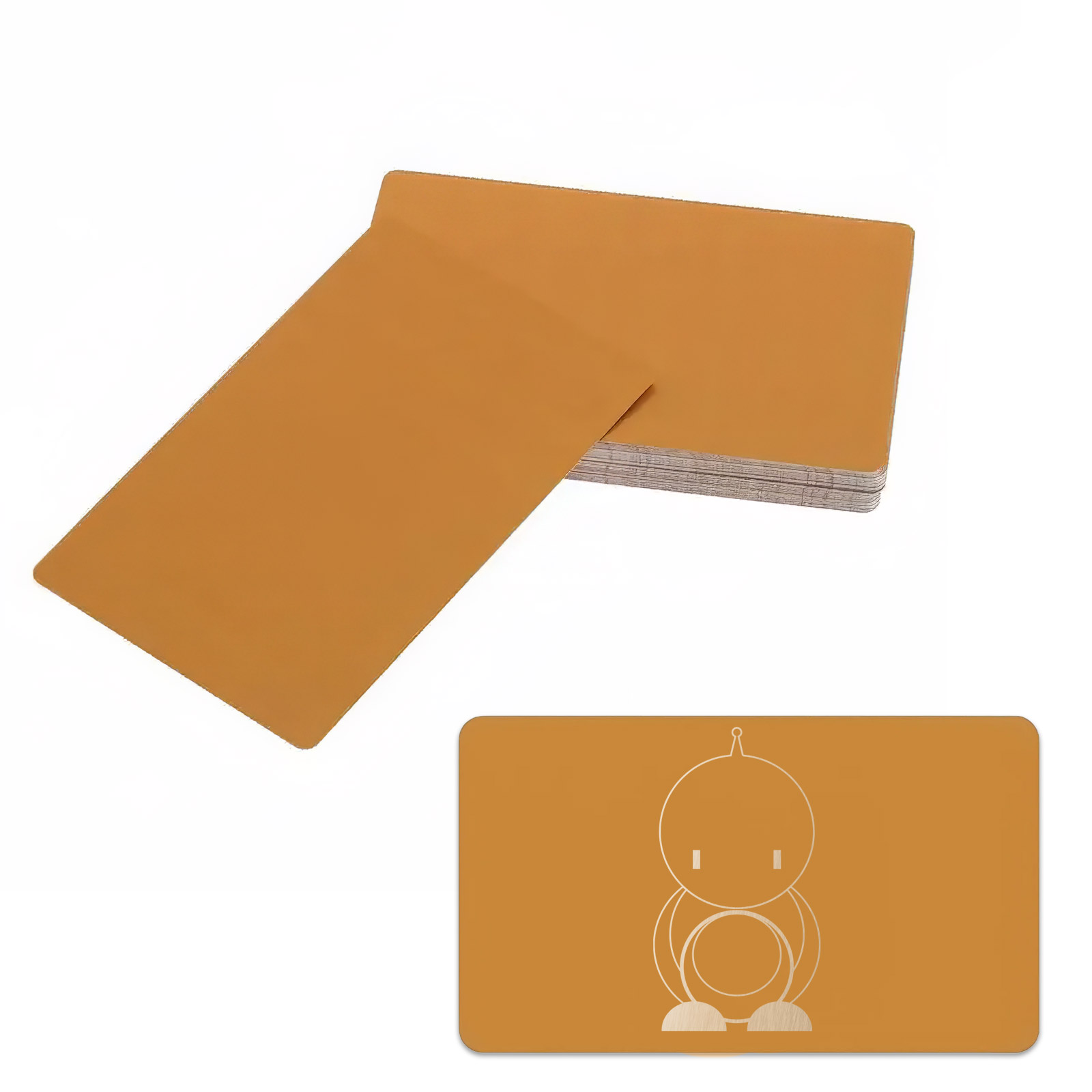 50x cartes de visite métalliques jaunes vierges