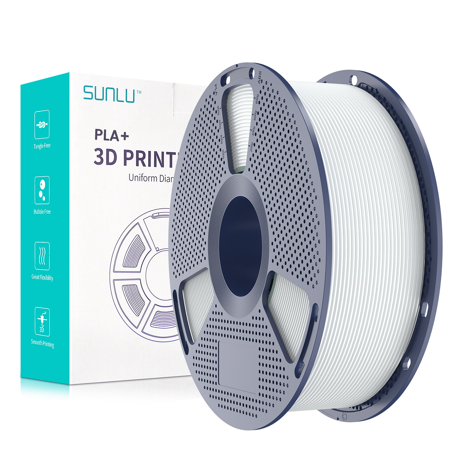 Filament Sunlu PLA+ Blanc 1,75 mm 1 kg