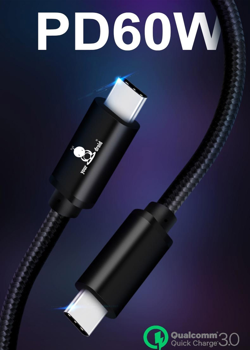 3x câble de charge rapide USB C 60W 1,5 m – Image 5