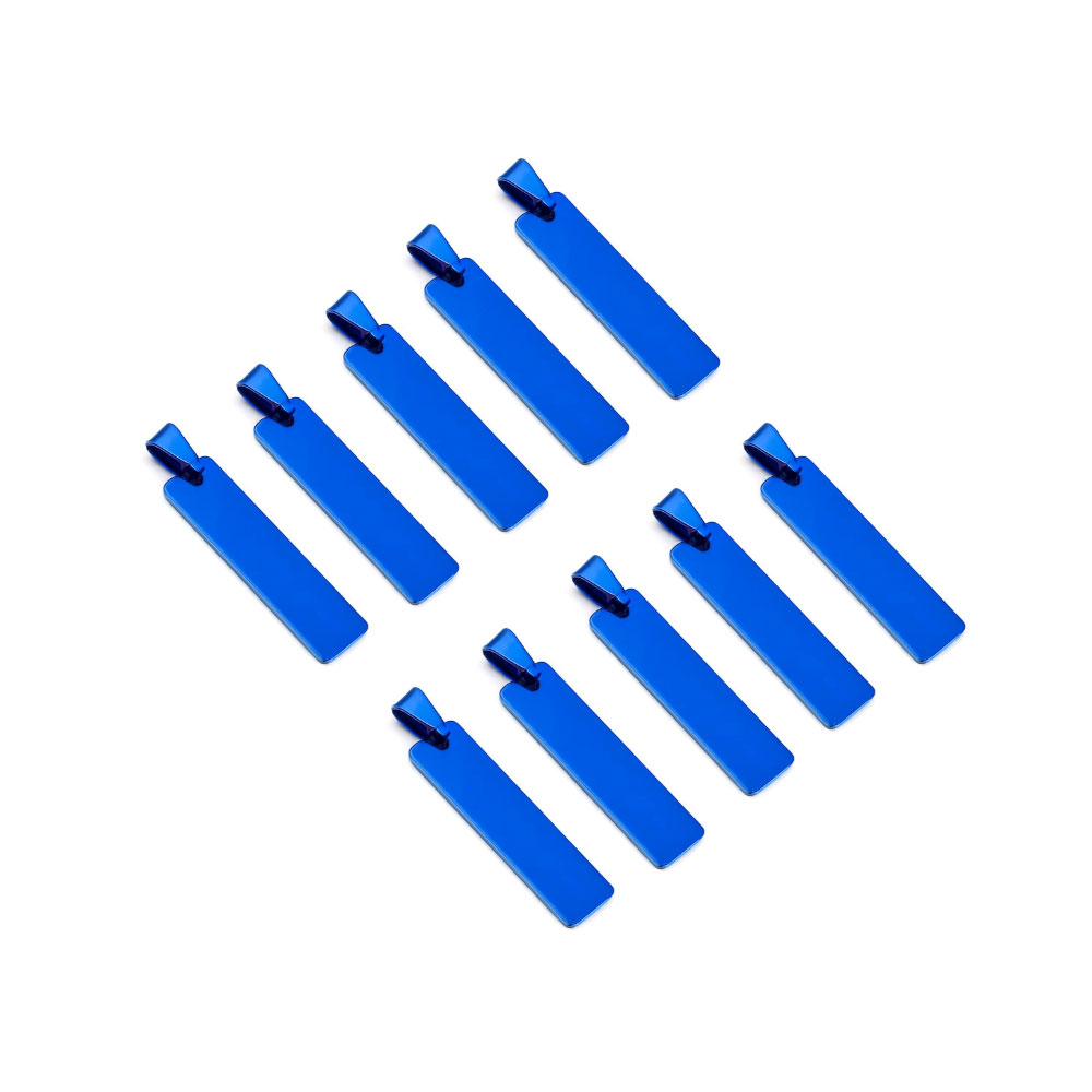 10x plaquettes de gravure en acier inoxydable bleu 10x45 mm