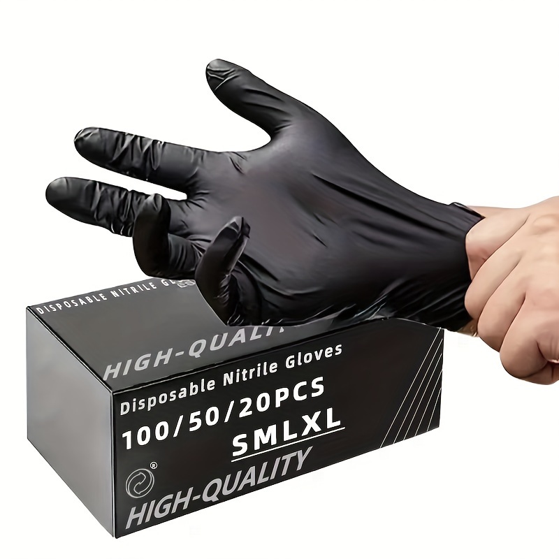 100 pièces Gants en nitrile noirs taille S gants jetables