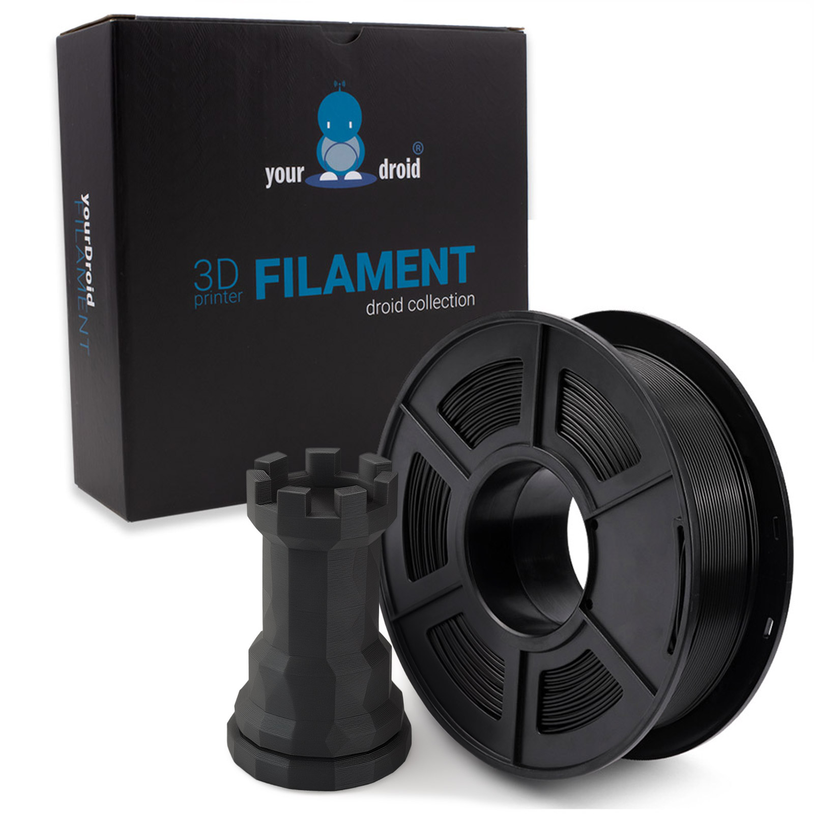 Filament yourDroid PLA+ Noir 1,75 mm 1 kg – Image 2