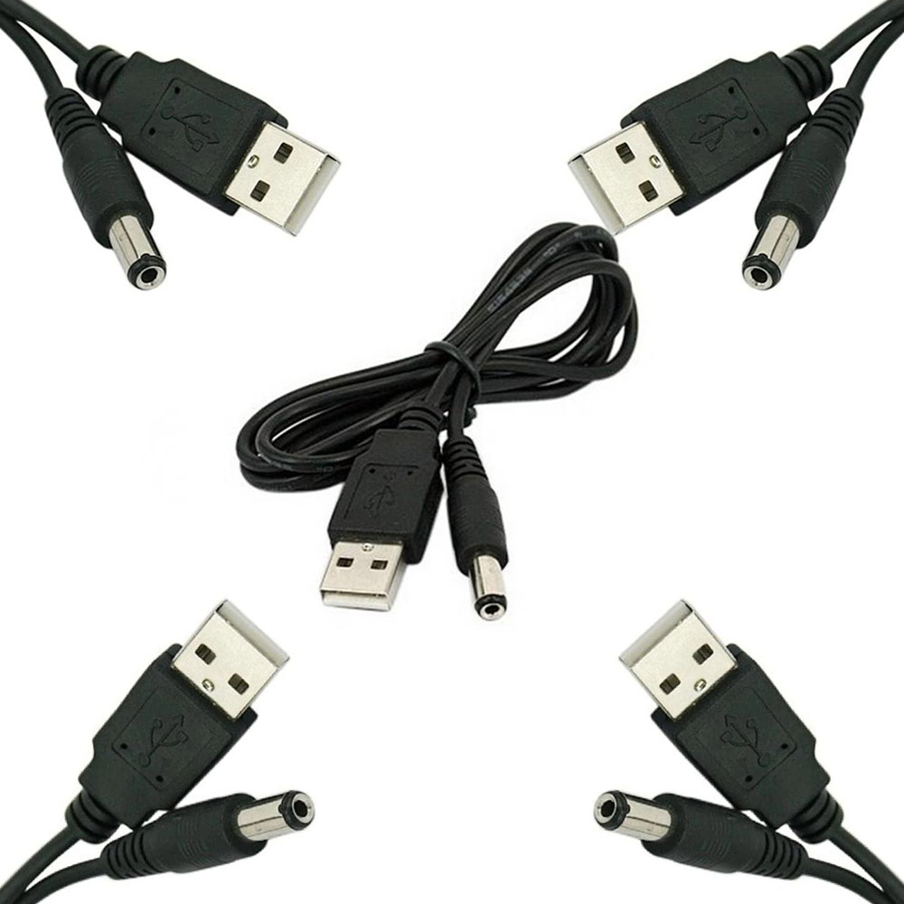5x câble d'alimentation USB 80 cm vers connecteur DC femelle 5,5 x 2,1 mm