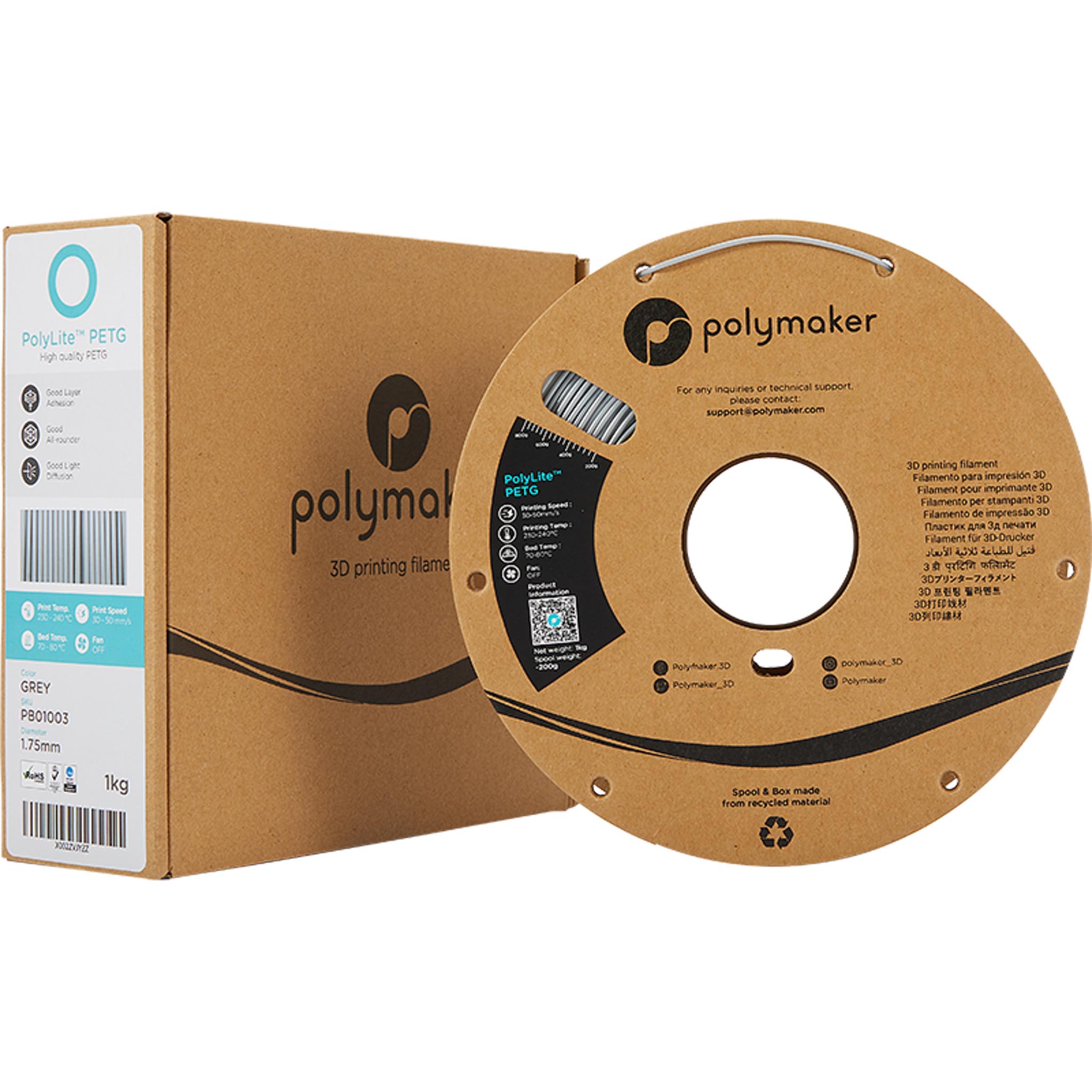 Filament Polymaker PolyLite PETG Gris 1,75 mm 1 kg – Image 7