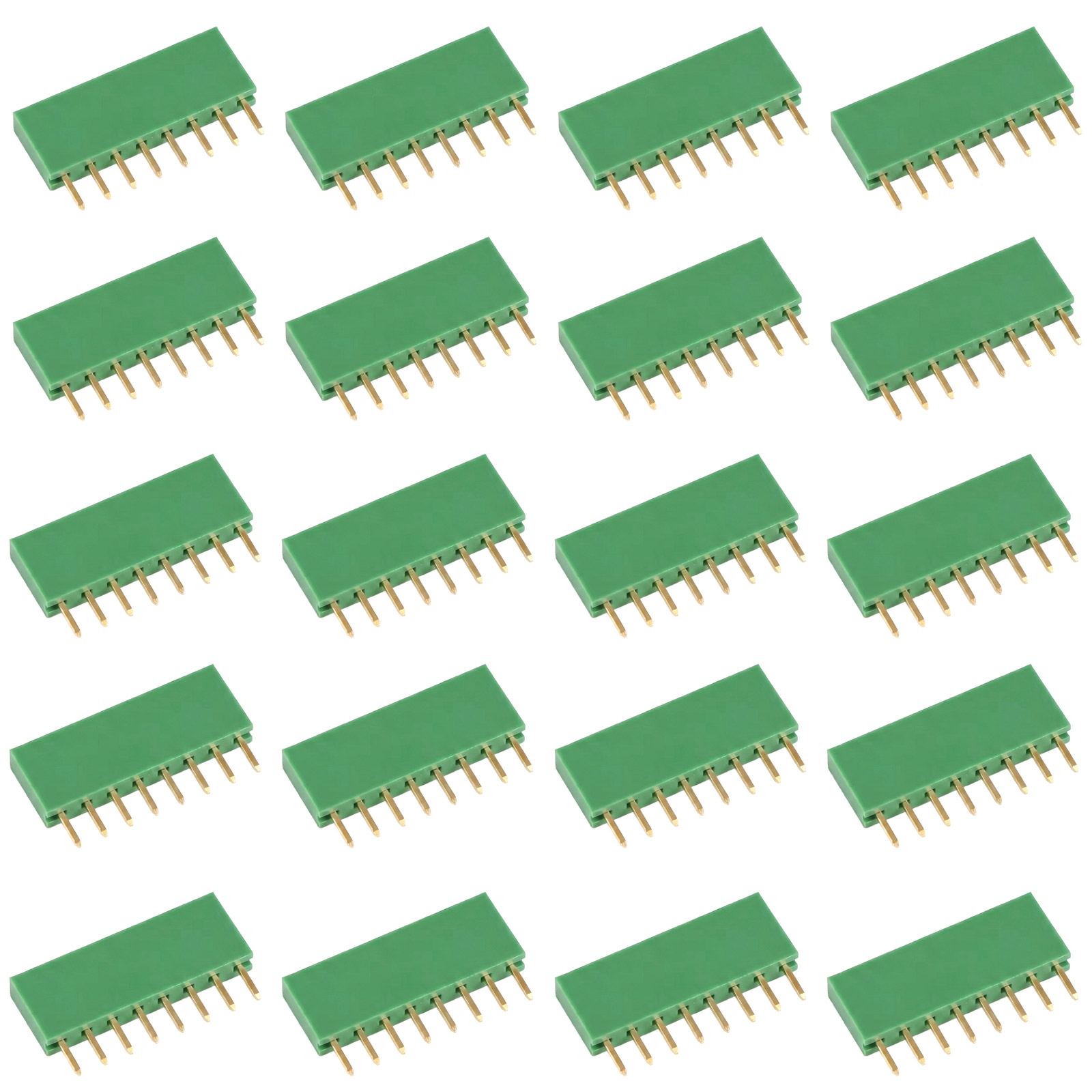 20x barrette femelle 8 broches 2,54 mm verte