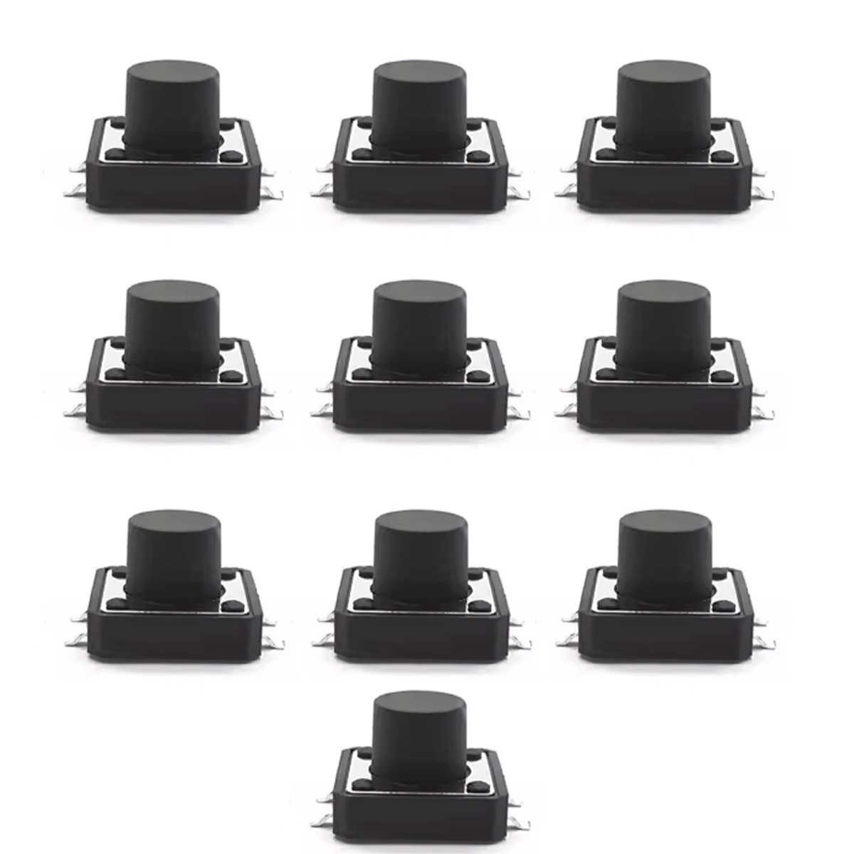 10x Boutons poussoirs 12x12x8 mm CMS – Micro-boutons pour montage sur carte