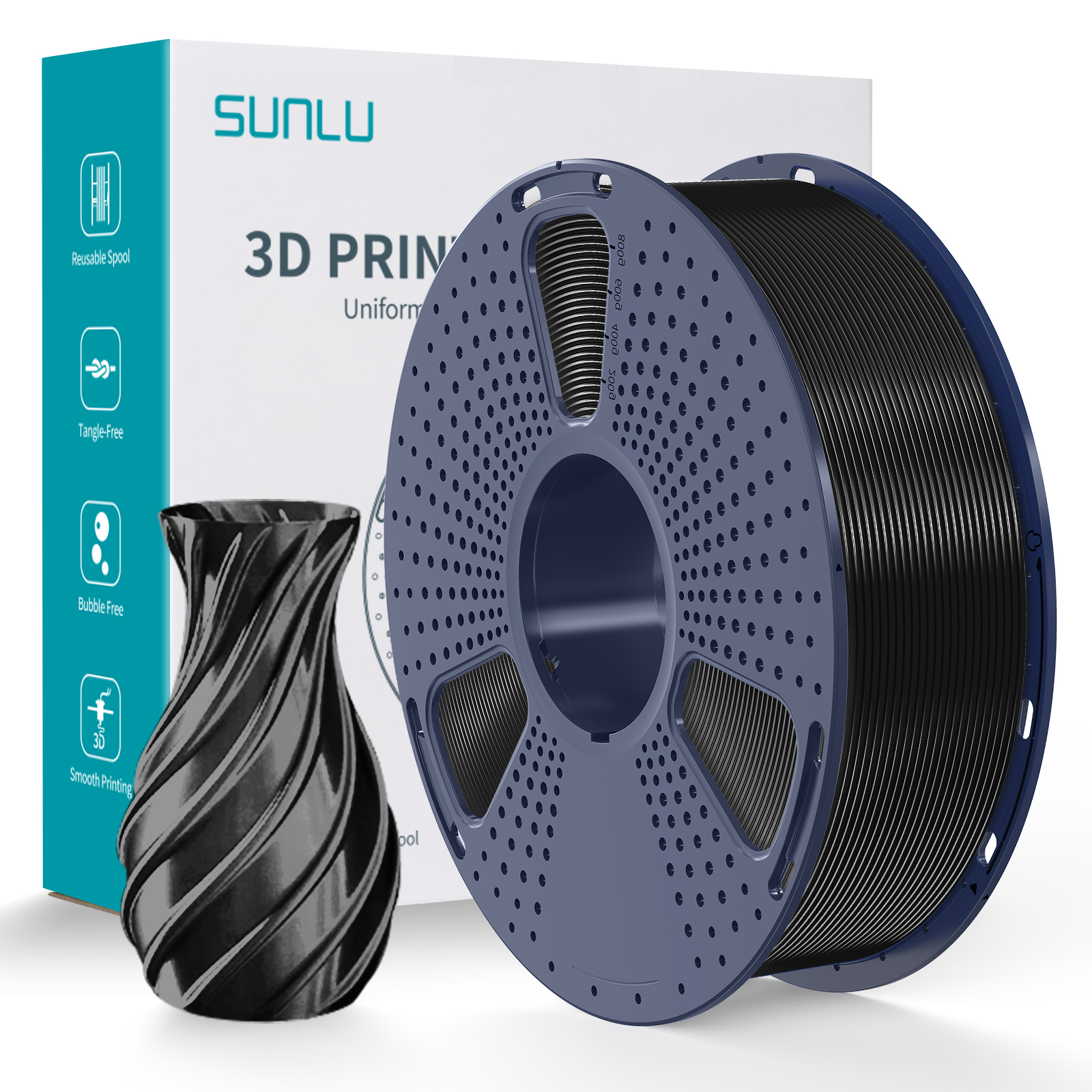 Filament Sunlu TPU Silk Noir 1,75 mm 1 kg
