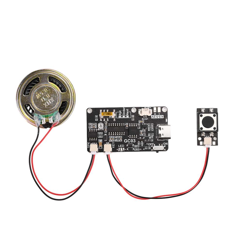 Module sonore MP3 avec USB-C, haut-parleur et bouton 1,8 Mo