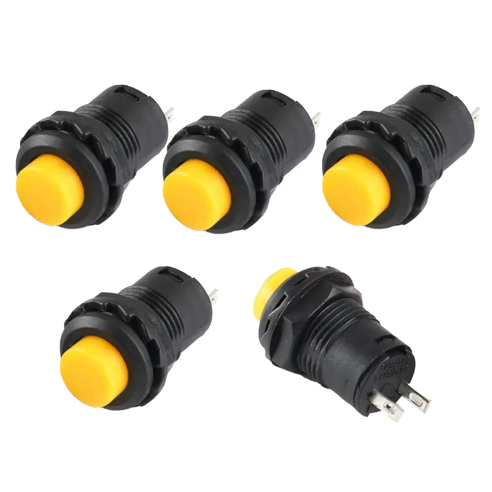 5x interrupteurs à pression auto-maintien 12 mm DS-428 Jaune