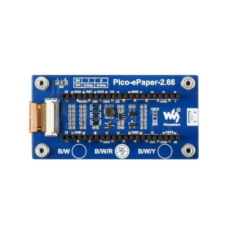 Waveshare 2.66" module d'affichage E-Paper (B) pour Raspberry Pi Pico 3 couleurs – Image 2